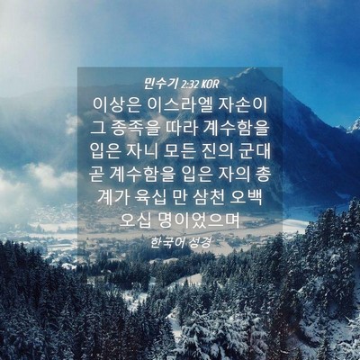 Picture 04 - 민수기 2:32 KOR - 이상은 이스라엘 자손이 그 종족을 - Bible Verse Picture