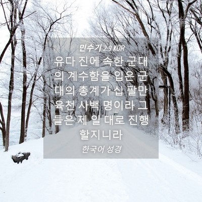 Picture 04 - 민수기 2:9 KOR - 유다 진에 속한 군대의 계수함을 - Bible Verse Picture