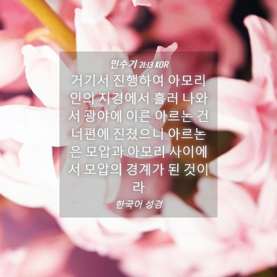 Picture 04 - 민수기 21:13 KOR - 거기서 진행하여 아모리인의 - Bible Verse Picture