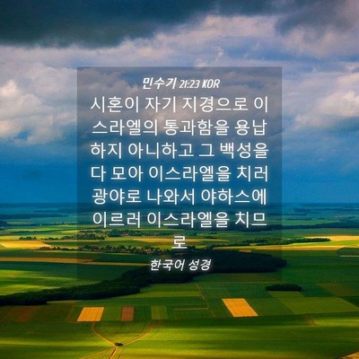 Picture 04 - 민수기 21:23 KOR - 시혼이 자기 지경으로 이스라엘의 - Bible Verse Picture