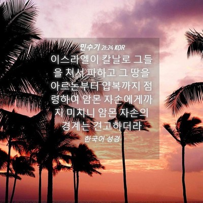 Picture 04 - 민수기 21:24 KOR - 이스라엘이 칼날로 그들을 쳐서 - Bible Verse Picture