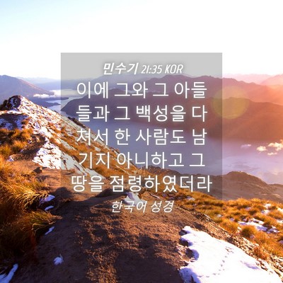 Picture 04 - 민수기 21:35 KOR - 이에 그와 그 아들들과 그 백성을 다 - Bible Verse Picture