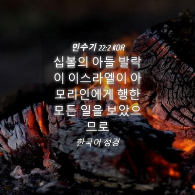 Picture 04 - 민수기 22:2 KOR - 십볼의 아들 발락이 이스라엘이 - Bible Verse Picture