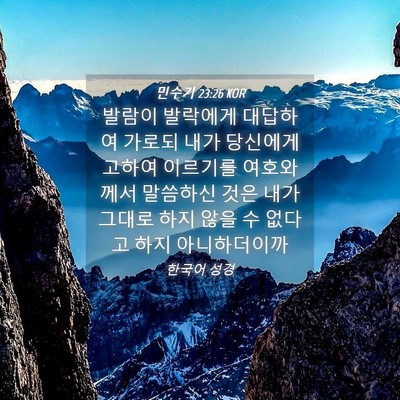 Picture 04 - 민수기 23:26 KOR - 발람이 발락에게 대답하여 가로되 - Bible Verse Picture