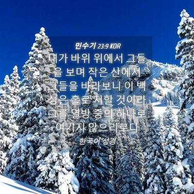 Picture 04 - 민수기 23:9 KOR - 내가 바위 위에서 그들을 보며 작은 - Bible Verse Picture