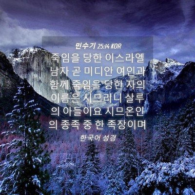 Picture 04 - 민수기 25:14 KOR - 죽임을 당한 이스라엘 남자 곧 - Bible Verse Picture