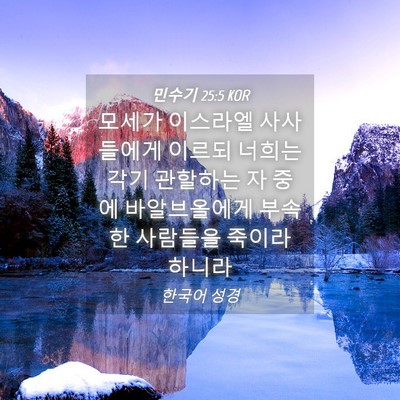 Picture 04 - 민수기 25:5 KOR - 모세가 이스라엘 사사들에게 이르되 - Bible Verse Picture