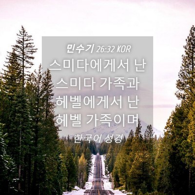 Picture 04 - 민수기 26:32 KOR - 스미다에게서 난 스미다 가족과 - Bible Verse Picture