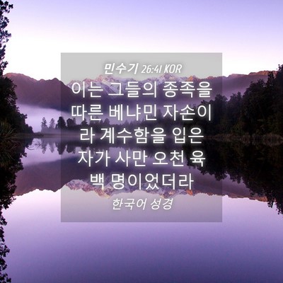 Picture 04 - 민수기 26:41 KOR - 이는 그들의 종족을 따른 베냐민 - Bible Verse Picture