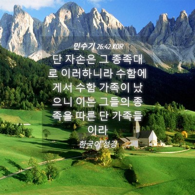 Picture 04 - 민수기 26:42 KOR - 단 자손은 그 종족대로 이러하니라 - Bible Verse Picture