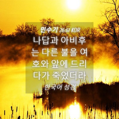 Picture 04 - 민수기 26:61 KOR - 나답과 아비후는 다른 불을 여호와 - Bible Verse Picture