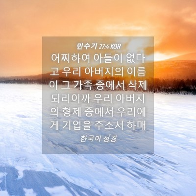 Picture 04 - 민수기 27:4 KOR - 어찌하여 아들이 없다고 우리 - Bible Verse Picture