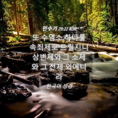 Picture 04 - 민수기 29:22 KOR - 또 수염소 하나를 속죄제로 드릴지니 - Bible Verse Picture