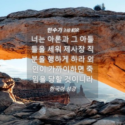Picture 04 - 민수기 3:10 KOR - 너는 아론과 그 아들들을 세워 - Bible Verse Picture