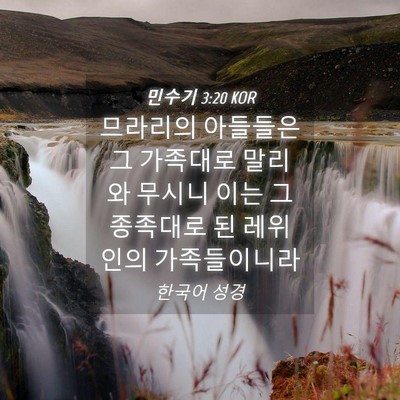 Picture 04 - 민수기 3:20 KOR - 므라리의 아들들은 그 가족대로 - Bible Verse Picture