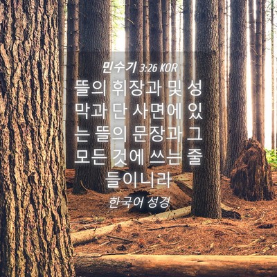 Picture 04 - 민수기 3:26 KOR - 뜰의 휘장과 및 성막과 단 사면에 - Bible Verse Picture