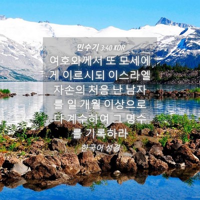 Picture 04 - 민수기 3:40 KOR - 여호와께서 또 모세에게 이르시되 - Bible Verse Picture