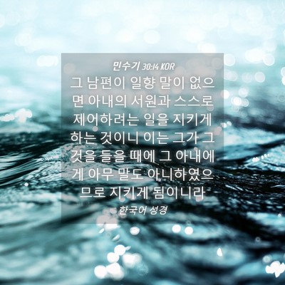 Picture 04 - 민수기 30:14 KOR - 그 남편이 일향 말이 없으면 아내의 - Bible Verse Picture