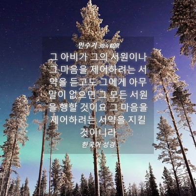 Picture 04 - 민수기 30:4 KOR - 그 아비가 그의 서원이나 그 마음을 - Bible Verse Picture