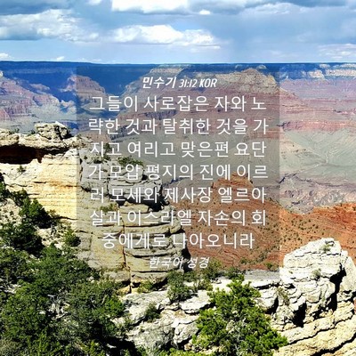 Picture 04 - 민수기 31:12 KOR - 그들이 사로잡은 자와 노략한 것과 - Bible Verse Picture