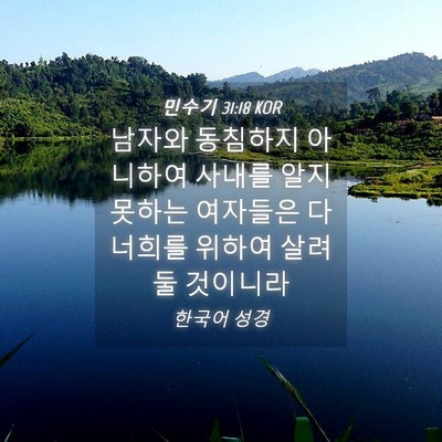 Picture 04 - 민수기 31:18 KOR - 남자와 동침하지 아니하여 사내를 - Bible Verse Picture