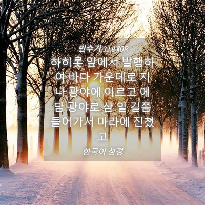 Picture 04 - 민수기 33:8 KOR - 하히롯 앞에서 발행하여 바다 - Bible Verse Picture