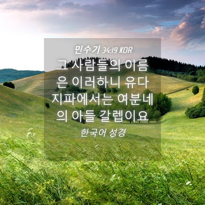 Picture 04 - 민수기 34:19 KOR - 그 사람들의 이름은 이러하니 유다 - Bible Verse Picture