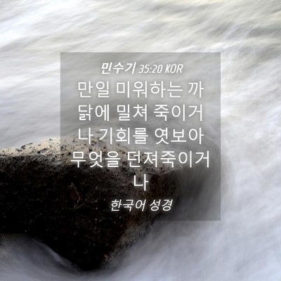 Picture 04 - 민수기 35:20 KOR - 만일 미워하는 까닭에 밀쳐 죽이거나 - Bible Verse Picture