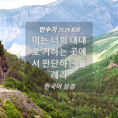 Picture 04 - 민수기 35:29 KOR - 이는 너희 대대로 거하는 곳에서 - Bible Verse Picture
