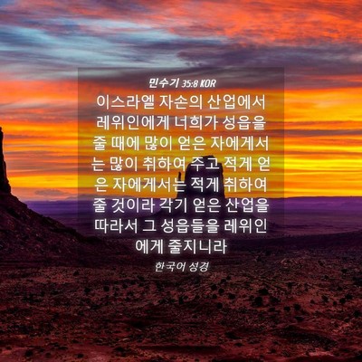 Picture 04 - 민수기 35:8 KOR - 이스라엘 자손의 산업에서 - Bible Verse Picture