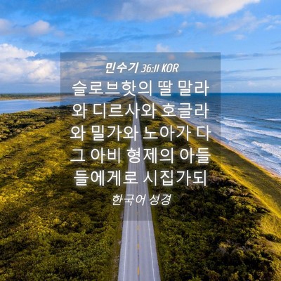 Picture 04 - 민수기 36:11 KOR - 슬로브핫의 딸 말라와 디르사와 - Bible Verse Picture