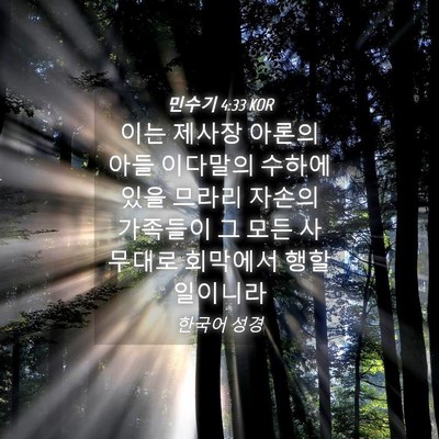 Picture 04 - 민수기 4:33 KOR - 이는 제사장 아론의 아들 이다말의 - Bible Verse Picture