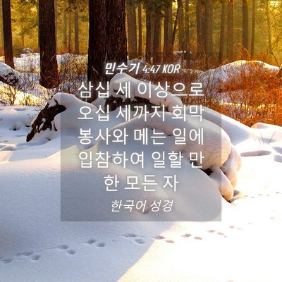 Picture 04 - 민수기 4:47 KOR - 삼십 세 이상으로 오십 세까지 회막 - Bible Verse Picture