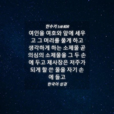 Picture 04 - 민수기 5:18 KOR - 여인을 여호와 앞에 세우고 그 - Bible Verse Picture