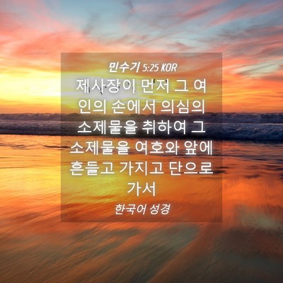 Picture 04 - 민수기 5:25 KOR - 제사장이 먼저 그 여인의 손에서 - Bible Verse Picture
