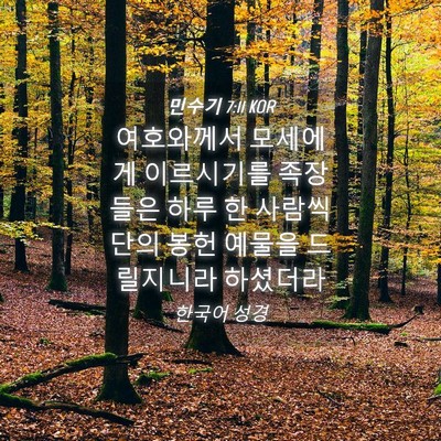 Picture 04 - 민수기 7:11 KOR - 여호와께서 모세에게 이르시기를 - Bible Verse Picture