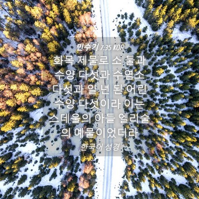 Picture 04 - 민수기 7:35 KOR - 화목 제물로 소 둘과 수양 다섯과 - Bible Verse Picture