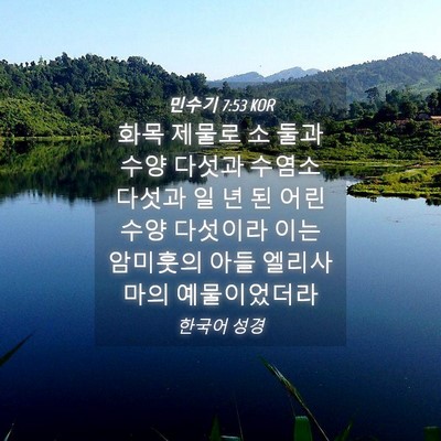 Picture 04 - 민수기 7:53 KOR - 화목 제물로 소 둘과 수양 다섯과 - Bible Verse Picture