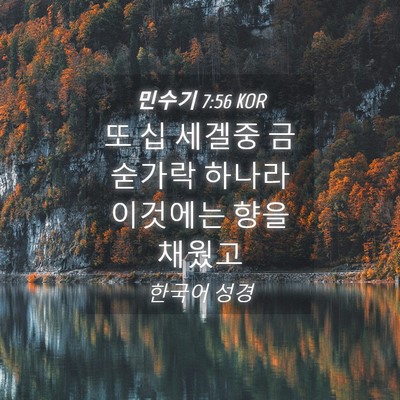Picture 04 - 민수기 7:56 KOR - 또 십 세겔중 금숟가락 하나라 - Bible Verse Picture