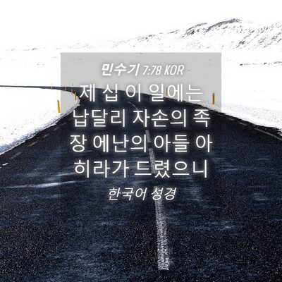Picture 04 - 민수기 7:78 KOR - 제 십 이 일에는 납달리 자손의 족장 - Bible Verse Picture