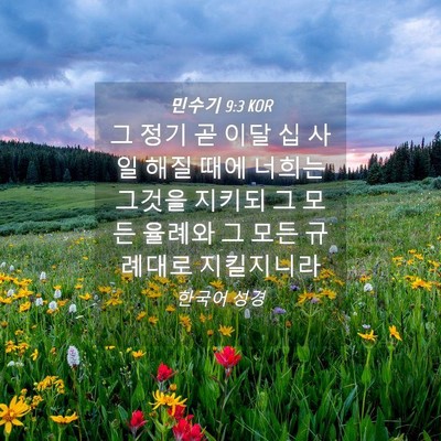 Picture 04 - 민수기 9:3 KOR - 그 정기 곧 이달 십 사일 해질 때에 - Bible Verse Picture