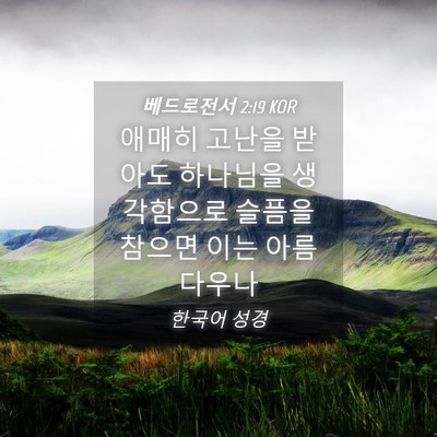 Picture 04 - 베드로전서 2:19 KOR - 애매히 고난을 받아도 하나님을 - Bible Verse Picture