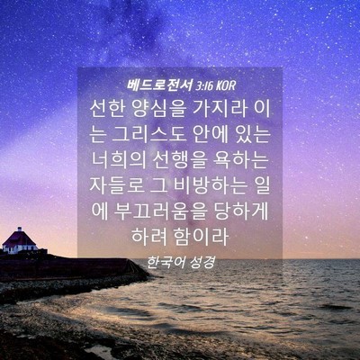 Picture 04 - 베드로전서 3:16 KOR - 선한 양심을 가지라 이는 그리스도 - Bible Verse Picture