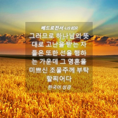 Picture 04 - 베드로전서 4:19 KOR - 그러므로 하나님의 뜻대로 고난을 - Bible Verse Picture