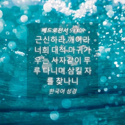 Picture 04 - 베드로전서 5:8 KOR - 근신하라 깨어라 너희 대적 마귀가 - Bible Verse Picture