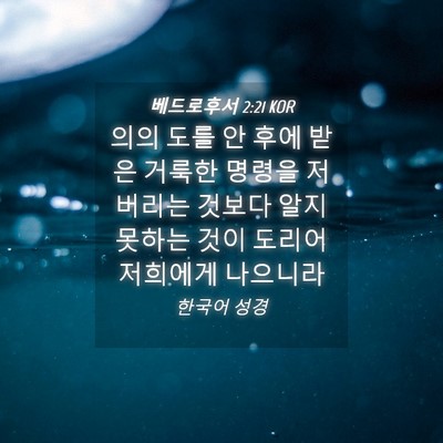 Picture 04 - 베드로후서 2:21 KOR - 의의 도를 안 후에 받은 거룩한 - Bible Verse Picture