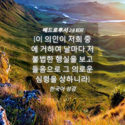 Picture 04 - 베드로후서 2:8 KOR - (이 의인이 저희 중에 거하여 날마다 - Bible Verse Picture