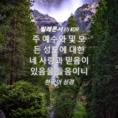 Picture 04 - 빌레몬서 1:5 KOR - 주 예수와 및 모든 성도에 대한 네 - Bible Verse Picture