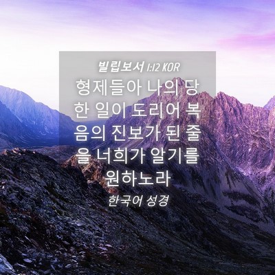 Picture 04 - 빌립보서 1:12 KOR - 형제들아 나의 당한 일이 도리어 - Bible Verse Picture