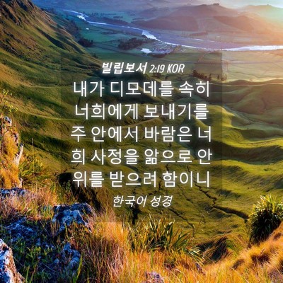 Picture 04 - 빌립보서 2:19 KOR - 내가 디모데를 속히 너희에게 - Bible Verse Picture